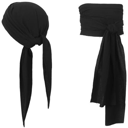 Zeizafa Mittelalterliche Piraten-Stirnbänder, großer Piraten-Taillengürtel, Piraten-Kopftuch, Bandana, Halloween, Priatenkostüm-Zubehör