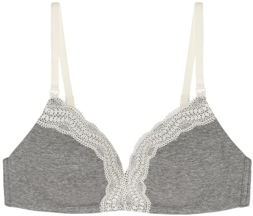 Women'secret Padded Triangle Bra, Light Grey, 42C, Grey, 36C
