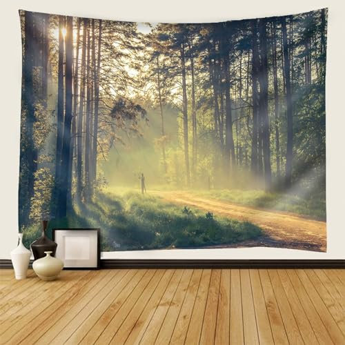Musihy Wald Wandbehang Wandteppich, Wandteppich Wald Klein Bäume und Sonnenschein Wandteppich Wandkunst für Schlafzimmer Wohnzimmer Dorm Decor Wandteppich | 150x130cm