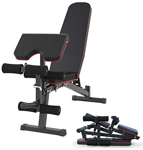 CAFIEDR Trainingsbank, verstellbare Hantelbank, Preacher Curl, Beincurl, Sit-Up, Hantel, Fitness, Heim-Fitnessstudio, stabile Flachbank für Männer und Frauen