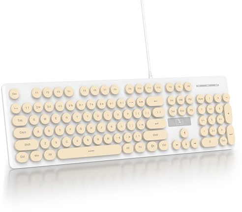 iRoboosta Clavier rétro à membrane filaire rétroéclairé à 104 touches avec pavé numérique, clavier d'ordinateur ultra fin et silencieux pour maison/bureau pour PC, ordinateur portable, bureau (café)