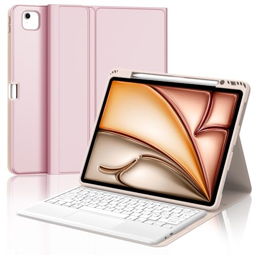 Occtingkind Per iPad Air 13 (M4/M3/M2) Cover Tastiera con Touchpad Italiana | Con Touchpad - Custodia Magnetica Rimovibile Keyboard, Protezione affidabile, Tastiera per iPad Air 13 M4 Rosa