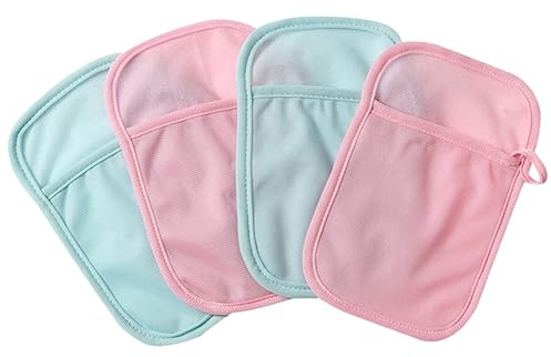 RORPOIR Badehandschuhe für Schonende Reinigung und Peeling aus Baumwolle und Polyester Zufällige Farbe 4 Stück mit Sanfter Textur und Daumenring im Babybad