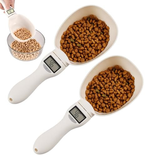 Sweeply Ease Measuring Scoop, Food Measuring Scoop Scale, Digital Measuring Cup 800g / 0.1g High Precision with LCD Screen for Dispensing Food and Condiments and Kitchen/Pet Food (2 Pcs)