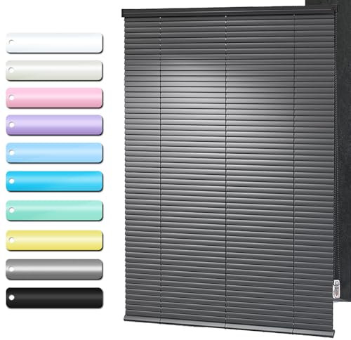 DJCYGG Schwarz Aluminium Jalousie Sichtschutz Metall Lamellen Fensterjalousie Lichtschutz Blendschutz Sonnenschutz Alu-Jalousette für Fenster und Türen,Mit Zubehör,Anpassbar (65cm x 200cm)