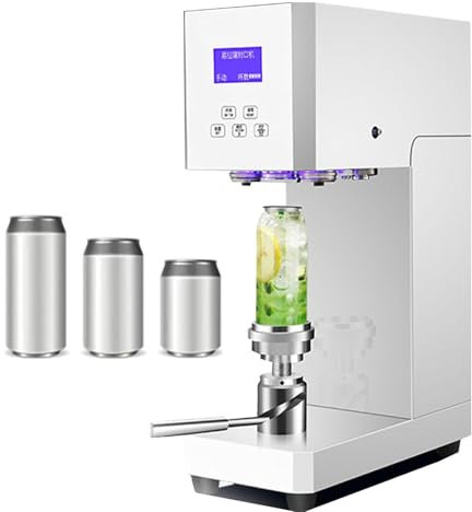 Canning Machine,Semi Automatic Can Seamer 370w Intelligent Can Sealing Height Adjustable Tin Can Sealer Machine with Counter for Commercial Home,for Plastic Aluminum Beer Can,White-220V