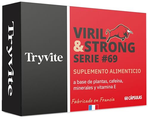 Fórmula Virilidad Hombre | 60 Cápsulas Para Circulación Sanguínea | Booster de Fuerza Resistencia Energía Natural | Ginseng, Guarana, Zinc | TRYVITE VIRIL&STRONG