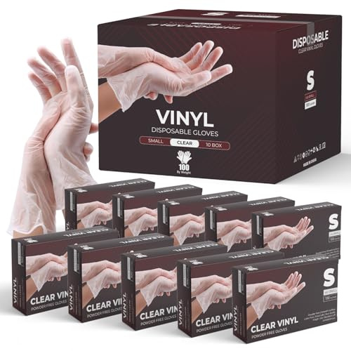 eatasty Lot de 1000 gants transparents en vinyle non poudrés jetables