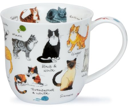 Dunoon Cumbrae Tasse en porcelaine anglaise Motif races de chats 0,45 l