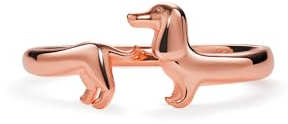 PERIMADE Anello impilabile in argento Sterling 925 a forma di cane bassotto, placcato oro, anello aperto per donne, non si ossida, regolabile, alla moda, regalo di compleanno o amicizia, Argento