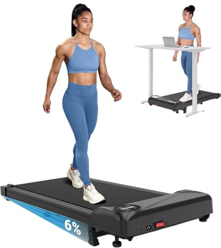 THERUN Walking Pad Treadmill with 6% Incline, Portable Under Desk Treadmill with Remote and LED Display, Walking Jogging Machine with 2.5HP Powerful motor & 265 LBS Weight Capacity for Home Office
