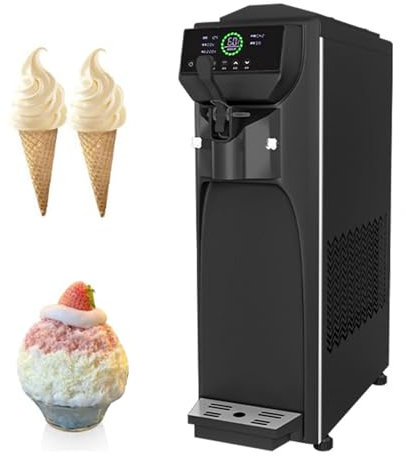 Gelatiera a testa singola con pulizia automatica - Tramoggia grande da 3,8 l, produzione rapida di 16 l/h, 5-8 porzioni per lotto, controllo Smart Touch, miscelatore in acciaio inossidabile,Black