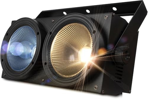SHEHDS LED COB 2eyes 2x100W Warm Weiß Blinder Beleuchtung DMX Bühne Beleuchtung Effekt DMX Controller Club Show Nacht DJ Disco (Black)