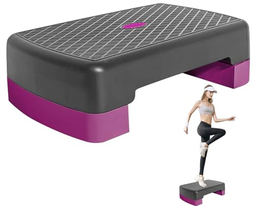 Steps Fitness, Stepper de Ejercicio, Step de Aeróbic Plataforma Steps, Stepper de Entrenamiento con Altura Ajustable, 45x28x13cm, para Gimnasio, Cardio, Fitness en Casa