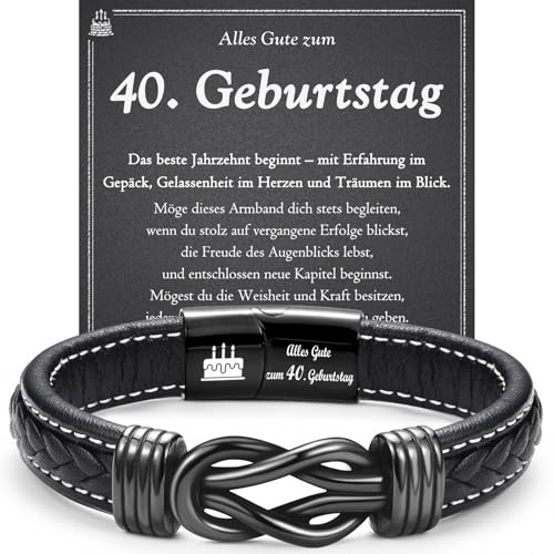 wynn's Geburtstagsgeschenk für Männer Jungen, Lederarmband für Herrn Jungs zum 13-60 Geburtstag Geschenke für Sohn Bruder Enkel Neffe Papa Opa Onkel Patenonkel Freund