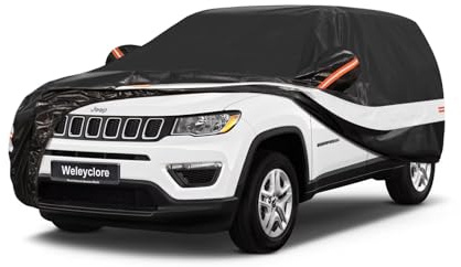 Weleyclore Car Covers for Outside Storage Custom Fit For Jeep Compass SUV, Outdoor Car Cover 100% Waterproof Breathable Sun Rain Dust UV Protection With Cotton.