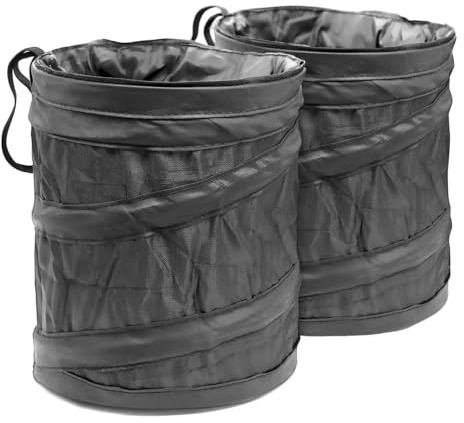 PWGHWG 2 Stück Auto Mülleimer Faltbar 16 × 16 × 19,5 cm Tragbarer Faltbarer Abfalleimer Auto, Schwarz Automülleinmer, für Büro Camping Reisen