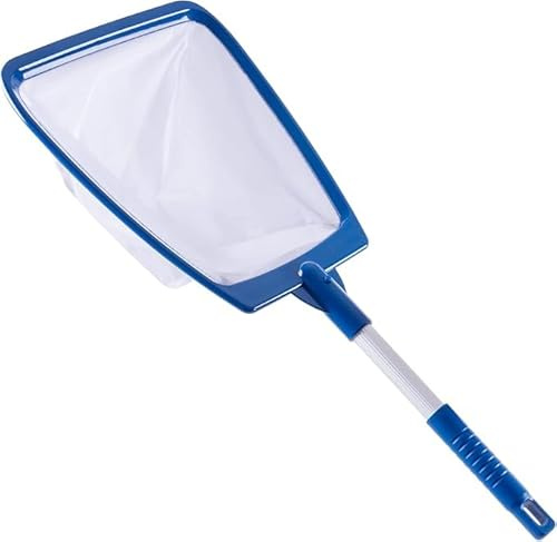 POOLAZA Guadino per vasca idromassaggio manuale – Retino professionale per piscina, spa e stagno con manico in alluminio, profonda rete ultra fine, retino permanente per piscina idromassaggio