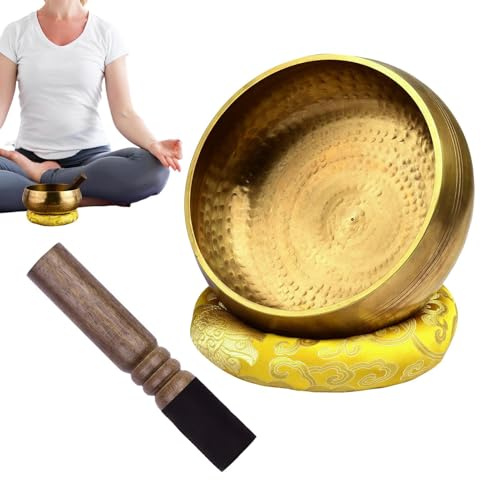 Cuenco Sonoro | Cuencos Sonoros De Bronce Artesanales Para Meditación Tibetana | Ayuda para Relajación Profunda Campanillas para Principiantes Armonización Chakras Yoga Espacios