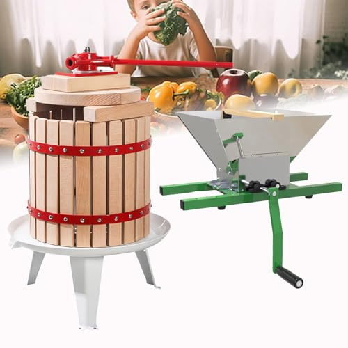 Trituradora de frutas y prensa de vino, exprimidor de sidra de acero inoxidable para manzanas, uvas y bayas, capacidad de 12 litros