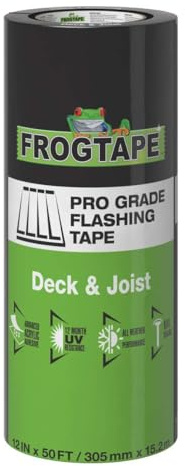 FrogTape Ruban adhésif clignotant de qualité professionnelle pour terrasse et solive – 30,5 cm de large (30,5 cm x 15,2 m) – Ruban adhésif acrylique avancé – Résistant aux intempéries et aux UV pour