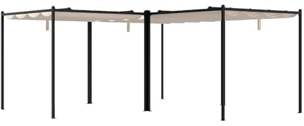 Vente-unique - Pergola autoportante modulable en Acier avec Toit rétractable - 15,9 m² - Noir - Mazara