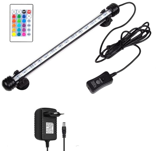 MPANDA Lumière d’aquarium colorée, LED Éclairage d'aquarium, RGB Lampe Tube Aquarium Dimmable Submersible IP68 étanche pour Aquariophilie Fish Tank Lights Lampe d'aquarium (Coloré, 38cm)