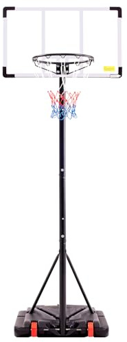 Aidoly Portable Basketball Hoop Outdoor, Adjustable Basketball Hoops Goal System Shatterproof Backboard, Shock Absorbent Rim, Fillable Base for Swimming Pool/Backyard/Driveway