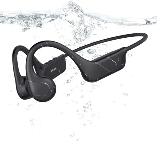 NUASI Casque Conduction Osseuse Bluetooth 6.0, Mémoire MP3 32 Go Intégrée | IPX8 Etanche Écouteur Natation, Autonomie 12 h, Casque Sport pour Natation / Course / Cyclisme / Fitness
