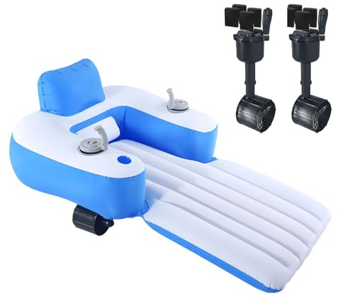 OSNIYAW Tragbarer elektrischer Schwimmstuhl für Pools mit zwei 66-W-Motoren und Konstruktions-Sonnenbad-Liegestuhl