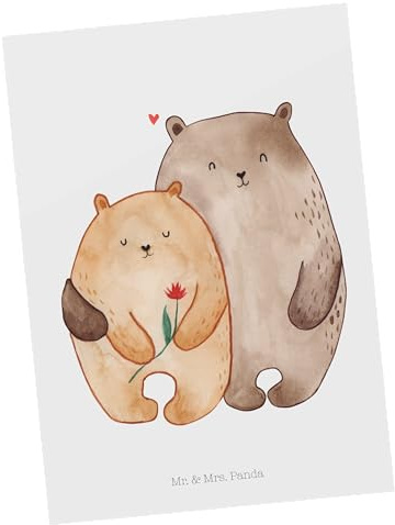 Mr. & Mrs. Panda Postkarte Bären Liebe - Geschenk, Verliebt, Blume, Ansichtskarte, Hochzeitstag, Ansichtskarten, einzelkarte, Freundin, Kuscheln, Postkarten, Verknallt, Bär, Grußkarte