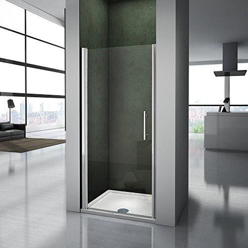 Porte de douche 90x197cm en verre anticalcaire installation en niche modèle d'Hélida