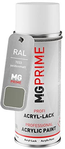 MG PRIME RAL 7033 Gris ciment/Cement grey Bombe aérosol 400 ml mat satiné séchage rapide