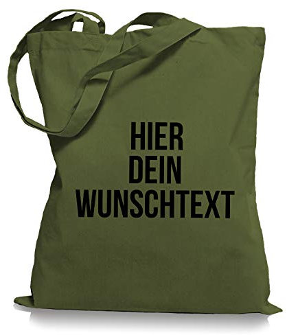Ma2ca Stoffbeutel Jutebeutel mit Wunschtext/Selber gestalten mit dem Amazon T-Shirt Designer/Beutel Druck/Designertool Tragetasche/Bag/Jutebeutel WM1-olive