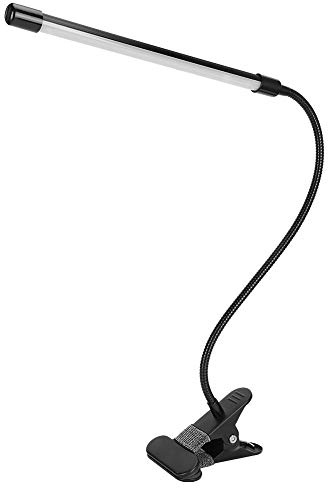 Lámpara LED de Clip Ajustable Brillo Regulable Cálido Frío Diseño Piano Negro Alimentación USB para Escritorio Oficina Estudio Lectura