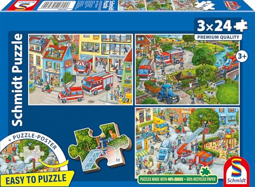 Schmidt 56580 Feuerwehr Kinderpuzzle, 3x24 Teile