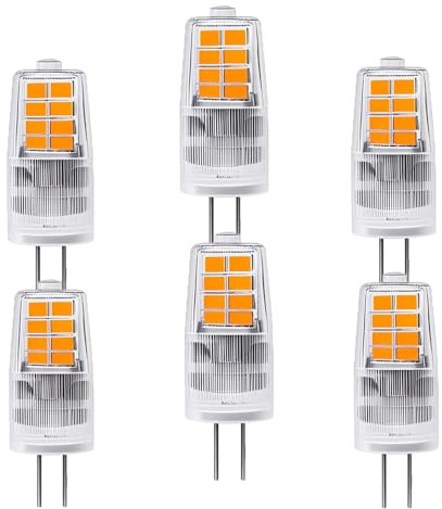 OUGEER 6 Stück Energiesparende G4 3W LED Birne, 20 SMD 2835,Warmweiß 3000K, 300lm, AC 220-240V LED-Lampen Ersatz 30W Halogenlampe Nicht Dimmbar