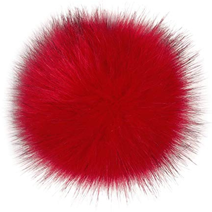 KOOSUFA Kunstfell Bommel Pompon Fellbommel für Mützen Beanies Auto Schlüsselanhänger Tasche Deko (Rot, 12cm)