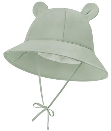 Durio Unisex Baby Kleinkinder Sonnenhut Kappe Mütze Fischerhut Strandhut Kinder Baby Mädchen Jungen Sommerhut UV Schutz UPF 50+ Grün 3-6 Monate