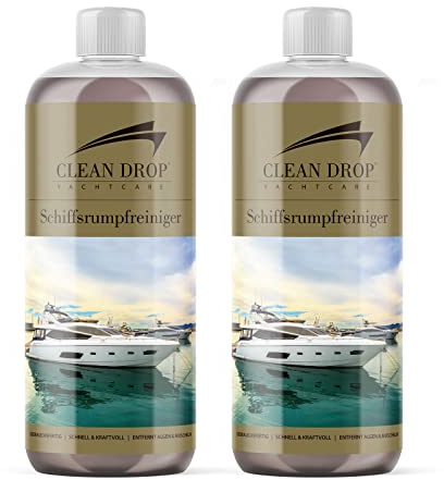 ABACUS® Bootsreiniger, Schiffsrumpfreiniger, Schiffsreiniger, Bootsrumpfreiniger, Yachtreiniger, Unterwasserschiffreiniger - Clean Drop - Reiniger für Schiffsrumpf & Antifouling 2X 1000ml (7704.2)