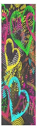 Mnsruu Herz Liebe Bunt Skateboard Griffband Sandpapier Griptape Rutschfestes Blasenfrei Blatt 1 Stück Longboard Aufkleber Scooter 22,9 x 83,8 cm