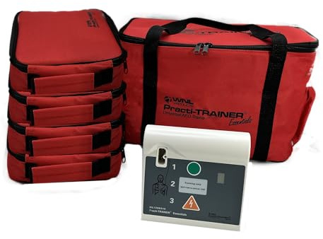 WNL Products WL120ES10, for Training Use Only 4 AED Defibrillators and Carry Bag - Practi-Trainer Essentials Base Model AED Training Kit (4 Units) and Custom Carrying Bag