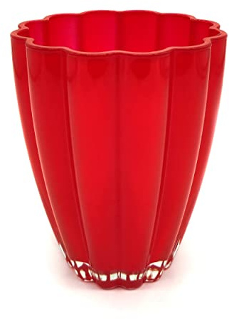 DARO DEKO Blumentopf aus Glas Ø 14 x 17cm konisch rot Bloom Orchideen-Topf Übertopf Blumenvase
