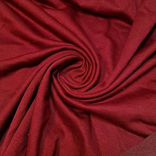 Tejido de punto de algodón liso liso de rizo francés de 58 pulgadas (corte previo 1 metro) (rojo profundo)