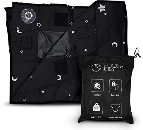 Moonzzz by Kii Store occultant portable taille réglable facile à coller avec ventouses 200 cm x 130 cm Rideau pour chambre à coucher, cuisine, fenêtre de toit, chambre d'enfant