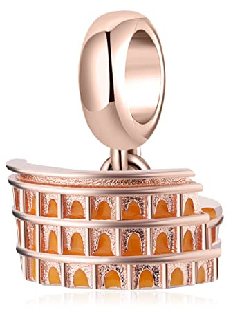 Charm style Colisée Rome Amphithéâtre Flavio Monument pendentif pendentif en argent 925 - Les Folies pour Pandora, Argent sterling, Zircone cubique