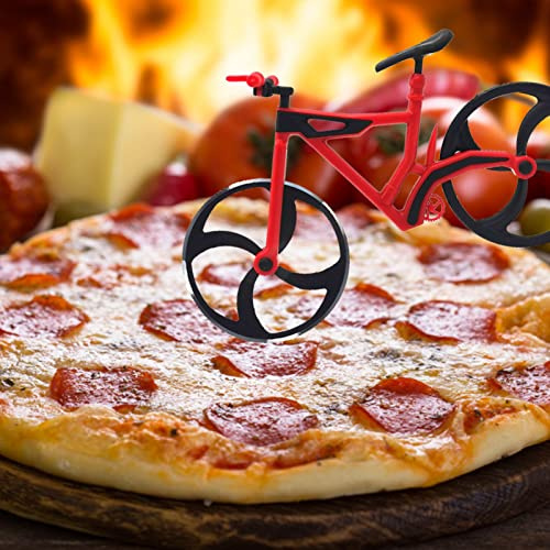 delr Pizzarad aus Edelstahl | Fahrrad-Pizzaschneider aus Edelstahl mit Halter | Schrullige Küchenhelfer Pizzarad für Esszimmer, Restaurants, Cafés