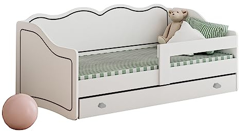 Happy Babies ROYAL Kinderbett 160 x 80 mit Rausfallschutz und Schubladen Bett für Kinderzimmer mit Matratze 80x160 Mädchen & Jungenbett