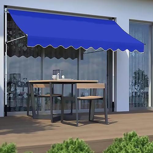 HIAPES Markise Balkon, Klemmmarkise, Retractable Manual Awning, Markise 3/4m Breit ohne Bohren Wasserdicht, für Terrasse (Weiß Stehen) 2.5m WeißerStänder-5