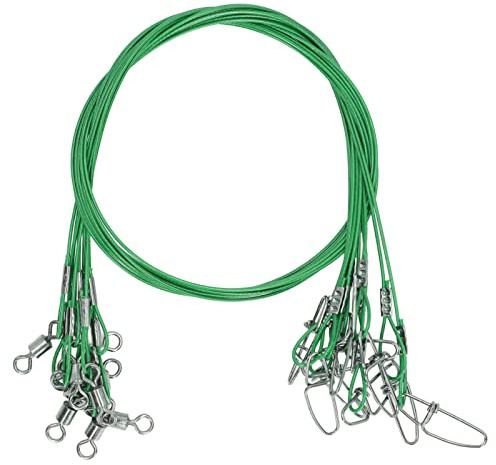 10 Stück 50 cm Angelvorfächer, Angelvorfachschnur, Stahlvorfächer Zum Hechtangeln, Angeldraht-Rigs-Vorfächer, Biss-Angelschnurvorfächer Mit Wirbeln